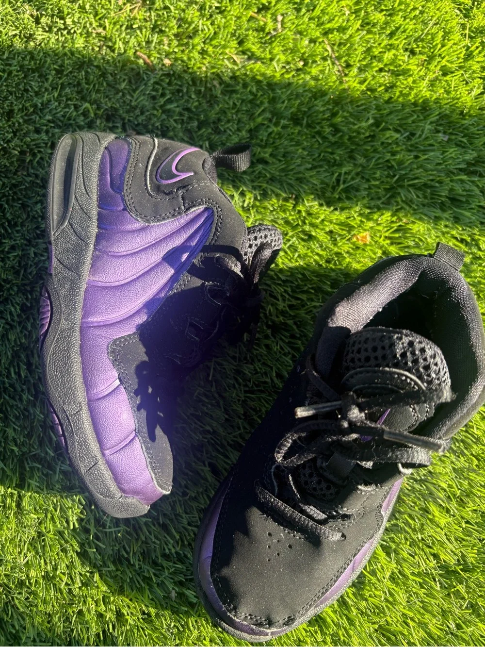 Nike Black and Purple Youth Athletic Shoes
